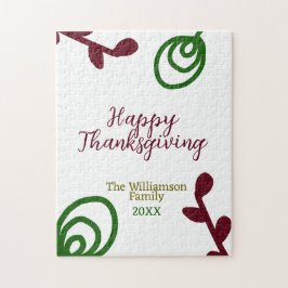 Quebra-cabeça Red green happy Thanksgiving floral leaf fall