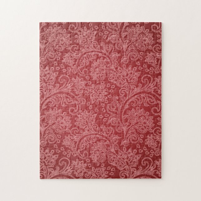 Quebra-cabeça Red Paisley Damask Designer Floral Classic (Vertical)