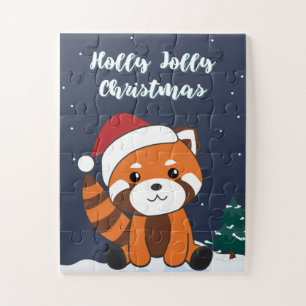 Quebra-cabeça Red Panda Christmas Snow Animais de inverno Pandas