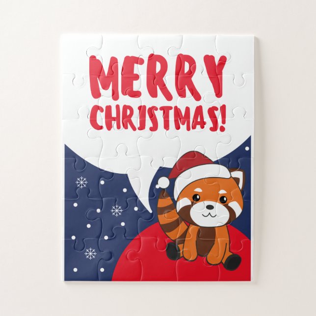 Quebra-cabeça Red Panda Christmas Snow Winter Animais Pandas (Vertical)