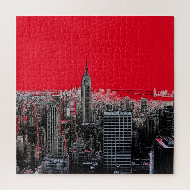 Quebra-cabeça Red Pop Art Nova Iorque de Manhattan (Vertical)