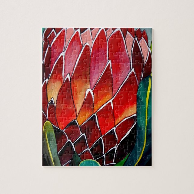 Quebra-cabeça Red Protea flor flor original de aquarela (Vertical)