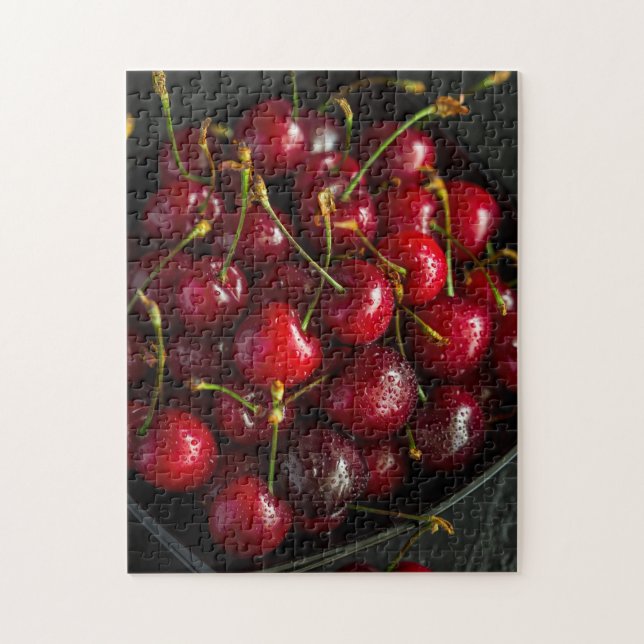 Quebra-cabeça Red Ripe Sweet Cherries Fruta de Comida (Vertical)