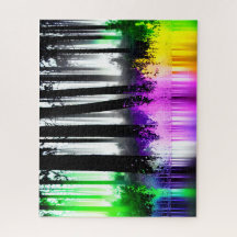 Reflexão da Floresta Amarela Púrpura Neon Verde Ro