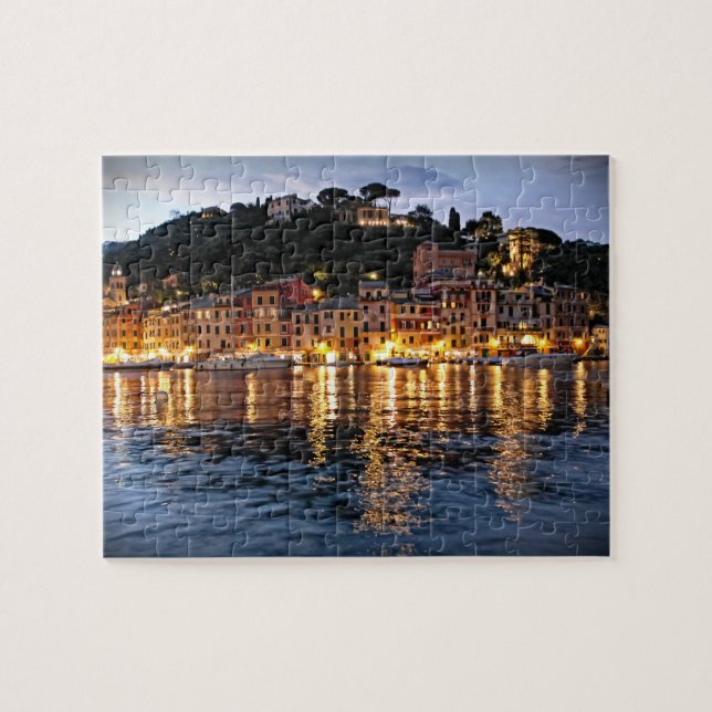 Quebra-cabeça Reflexões da noite sobre Portofino - 8x10 - 110 pc (Horizontal)
