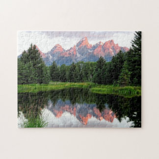 Quebra-cabeça Reflexões grandes de Teton sobre a lagoa do castor