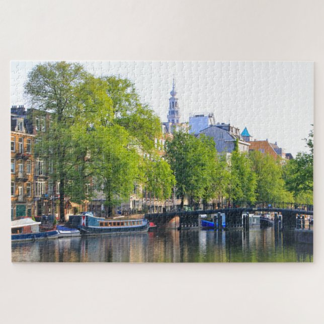 Quebra-cabeça reflexos de Amsterdã, Holanda  (Horizontal)