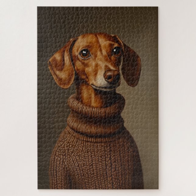Quebra-cabeça Regal Dachshund em um Turtleneck (Vertical)