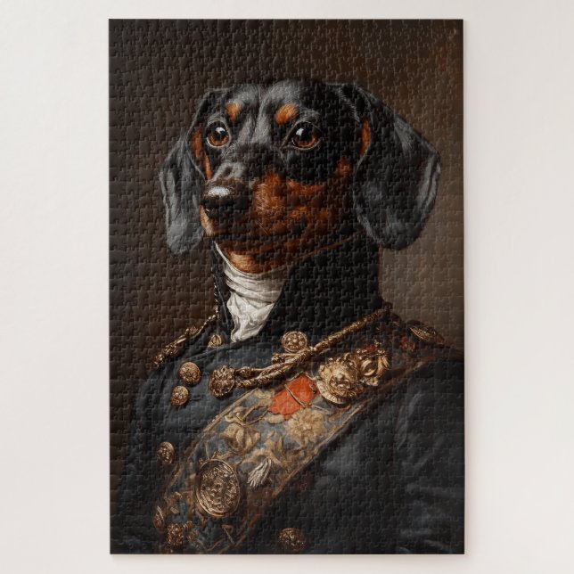 Quebra-cabeça Regal Dachshund no Uniforme Militar Napoleônico (Vertical)