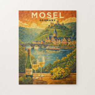 Quebra-cabeça Região Vinícola da Mosel Alemanha Viagem Arte Vint
