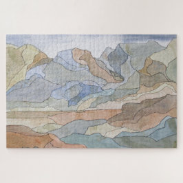 Quebra-cabeça Regiões Montanhosas - Linha de Aquarela Impressão