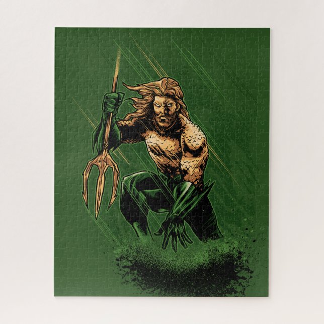 Quebra-cabeça Rei do Oceano Guerreiro Tridente Arte de Quadrinho (Vertical)