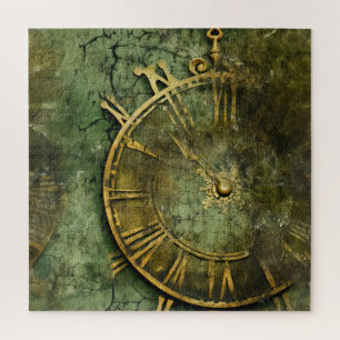 Quebra-cabeça Relógio Emerald Green Rustic Steampunk (12)