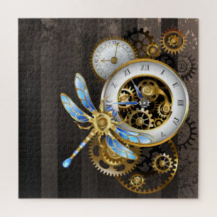 Quebra-cabeça Relógio Steampunk com Dragonfly Mecânica