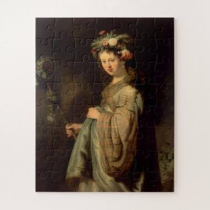Quebra-cabeça Rembrandt - Flora, pintura popular barroca,