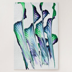 Quebra-cabeça Removedor de Dor 1 Flor Roxa Verde Abstrato Puzzle
