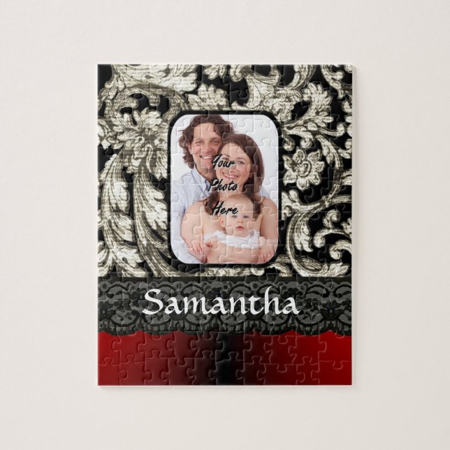 Quebra-cabeça rendas pretas e damasco (Vertical)