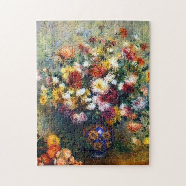 Quebra-cabeça Renoir Vase de Chrysanthemums Fine Art (Vertical)