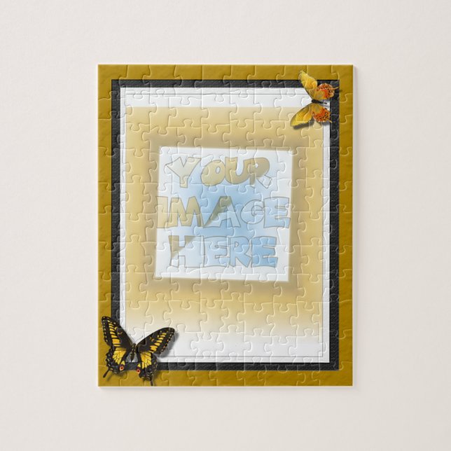 Quebra-cabeça Resíduo metálico triplo: Ouro, preto e branco com (Vertical)