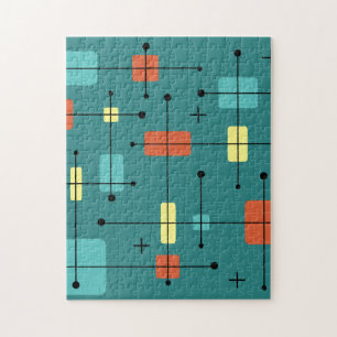 Quebra-cabeça Retângulos Arredondados Teal Quadrado