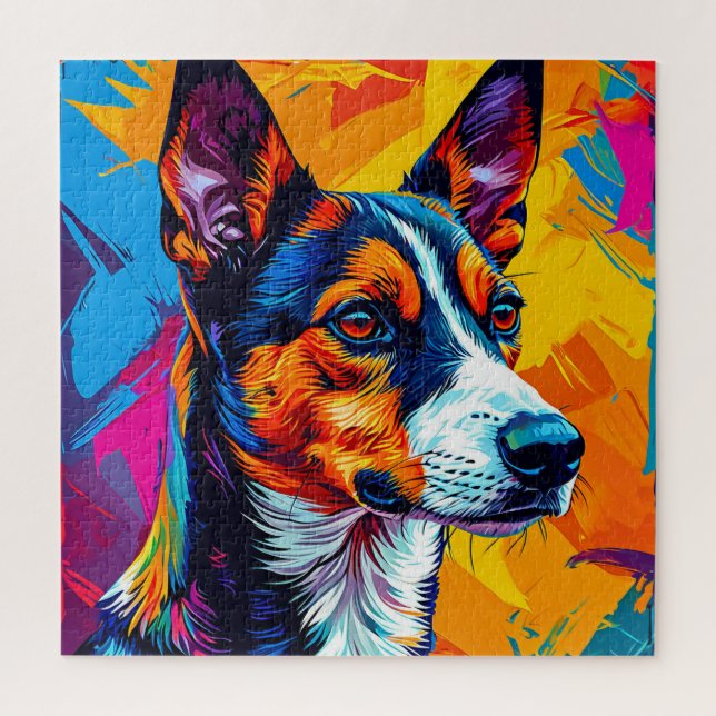 Quebra-cabeça Retrato Abstrato do Cão Basenji (Vertical)