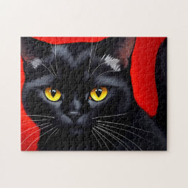 Quebra-cabeça Retrato Artístico da Gata Cativante 252 Peças Gato