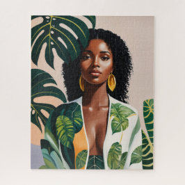 Quebra-cabeça Retrato Botânico de Boho Negro