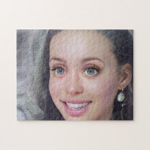 Quebra-cabeça Retrato Brunette Hair Sorria Jovem Mulher
