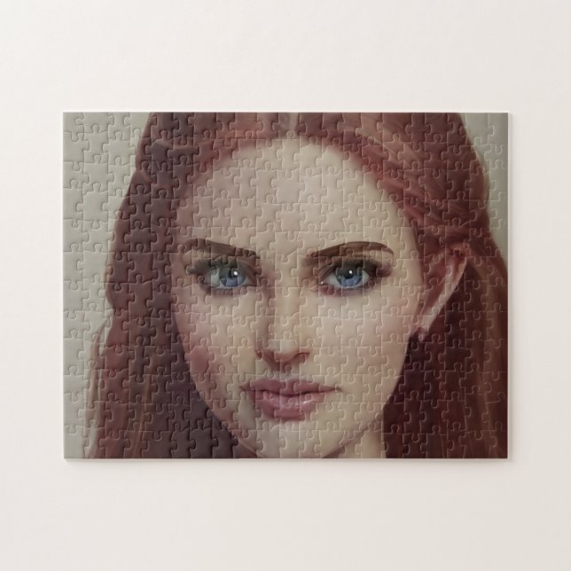 Quebra-cabeça Retrato Cabelo Vermelho Sorri Jovem Mulher (Horizontal)