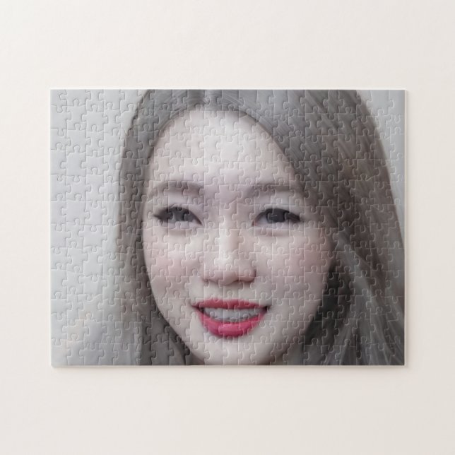 Quebra-cabeça Retrato Castanho Olhos Cabelo Lábios Jovem Mulher (Horizontal)