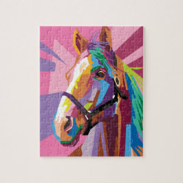 Quebra-cabeça Retrato Colorido de Cavalo de Pop