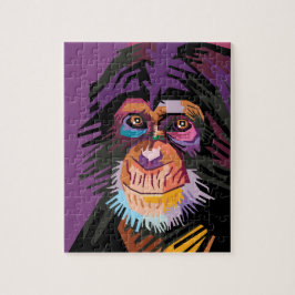Quebra-cabeça Retrato Colorido de Macaco de Arte Pop