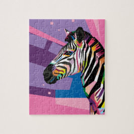 Quebra-cabeça Retrato Colorido de Zebra Pop