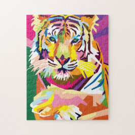 Quebra-cabeça Retrato colorido do Pop art Tiger