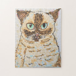 Quebra-cabeça Retrato Colorido e Excêntrico de Gato