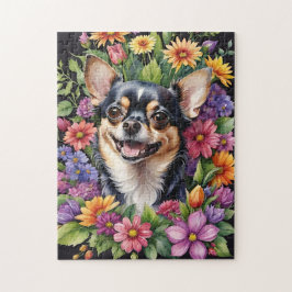 Quebra-cabeça Retrato de animal em aquarela de cachorro Chihuahu
