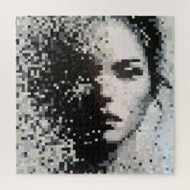 Quebra-cabeça Retrato de Arte em Pixel Preto e Branco