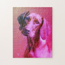Quebra-cabeça Retrato de Arte Vizsla Húngara | Rosa