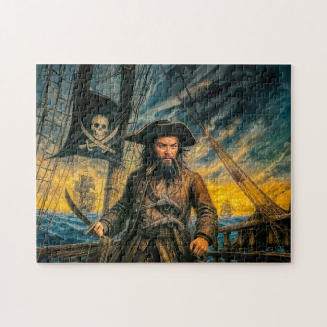 Quebra-cabeça Retrato de Blackbeard Pirate Storm (Horizontal)
