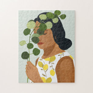 Quebra-cabeça Retrato de Botânica - Mulher com Verde