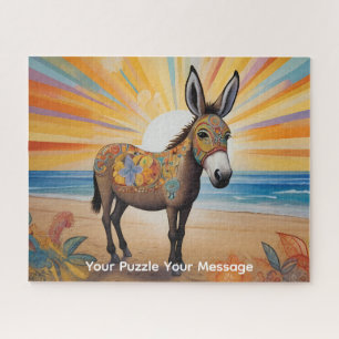Quebra-cabeça retrato de burro de praia radiante