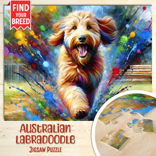 Quebra-cabeça Retrato de Cachorro Australian Labradoodle em Arte (Criador carregado)
