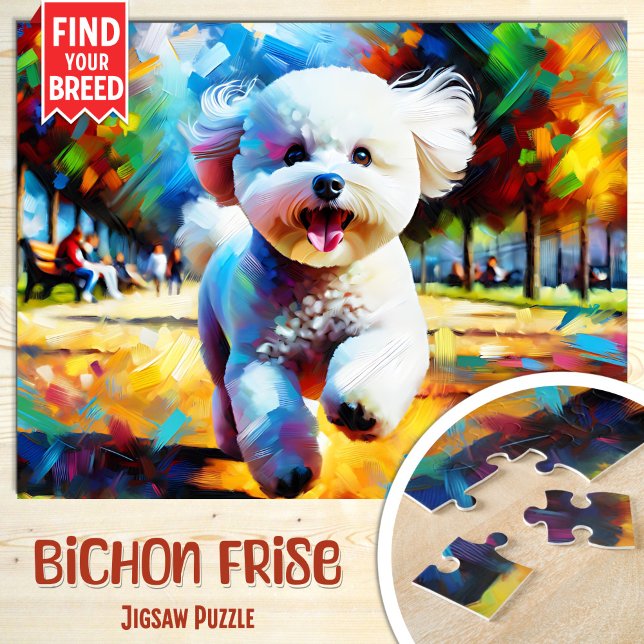 Quebra-cabeça Retrato de Cachorro Bichon Frise Impressão de Arte (Criador carregado)