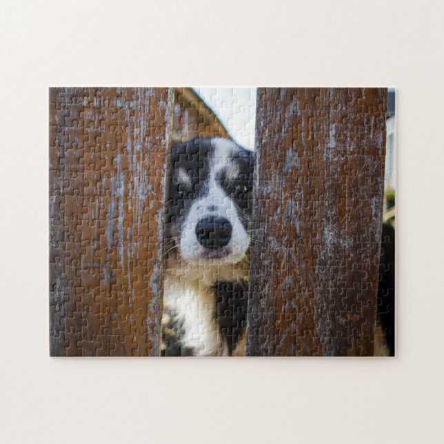 Quebra-cabeça Retrato de cachorro Border Collie fofo (Horizontal)