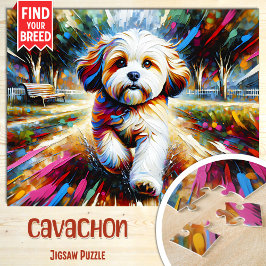 Quebra-cabeça Retrato de Cachorro Cavachon Impressão de Arte em 