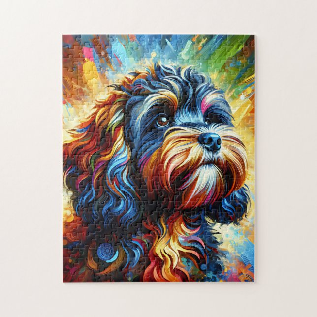 Quebra-cabeça Retrato de Cachorro Cockapoo Impressão de Arte em  (Vertical)