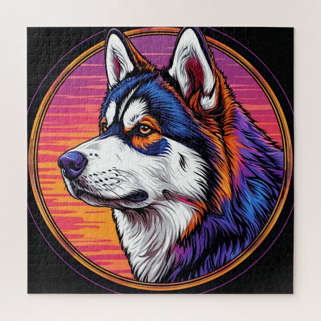 Quebra-cabeça Retrato de Cachorro com Fundo Inspirado em Mosaico (Vertical)