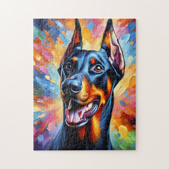 Quebra-cabeça Retrato de Cachorro Doberman Pinscher Impressão de (Vertical)