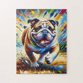 Quebra-cabeça Retrato de Cachorro em Acrílico Bulldog Impressão