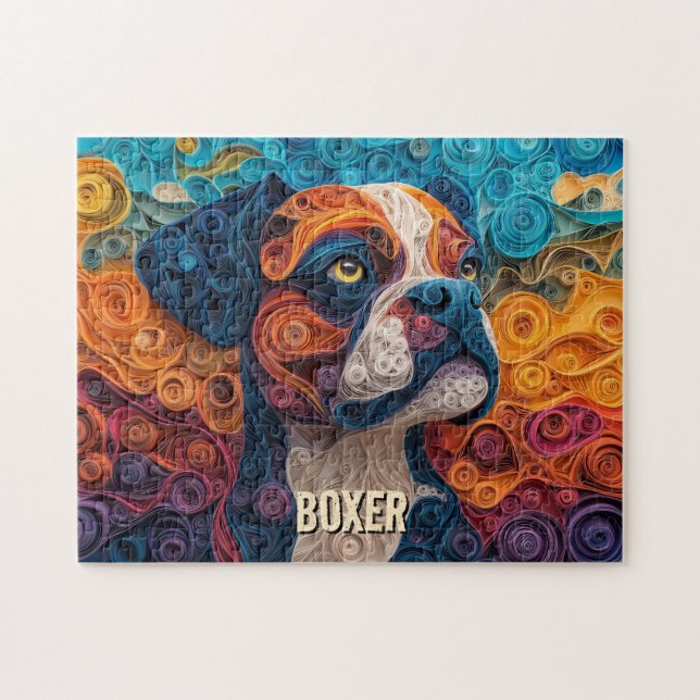 Quebra-cabeça Retrato de Cachorro em Arte de Quilling de Papel B (Horizontal)
